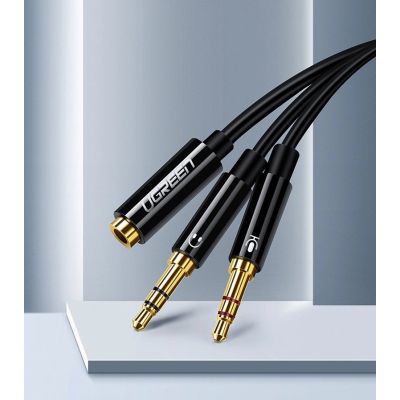 2. Ugreen AUX splitter cable 3.5 mm mini jack (female) - 2x 3.5 mm mini jack (male - microphone and headphones) black (AV140 20899)