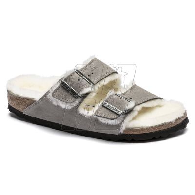 Birkenstock Arizona Shearling Stone Coin Women's/Men's Insulated Flip-Flops Suede with Lambswool Regular Wide (1017402)