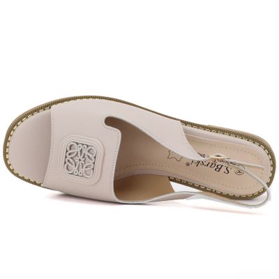 4. Women's leather flat nude sandals S.Barski 61-6018