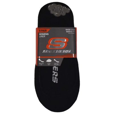 2. Skechers 5pk Womens Non Terry Socks S110703-BLK Black 36-40
