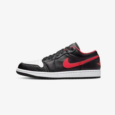 2. Air Jordan 1 LOW Black/Fire Red/White sports shoes - 553558-063
