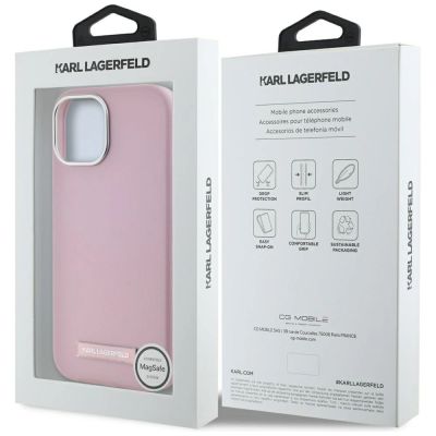 8. Karl Lagerfeld FW Metal Plate MagSafe iPhone 15 Case - Pink
