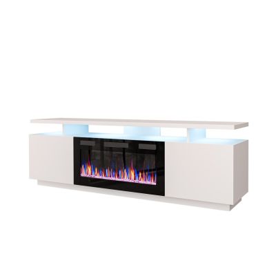 EVA TV cabinet with electric fireplace 180x40x52 white/white gloss