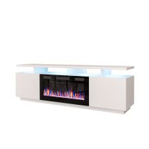 EVA TV cabinet with electric fireplace 180x40x52 white/white gloss