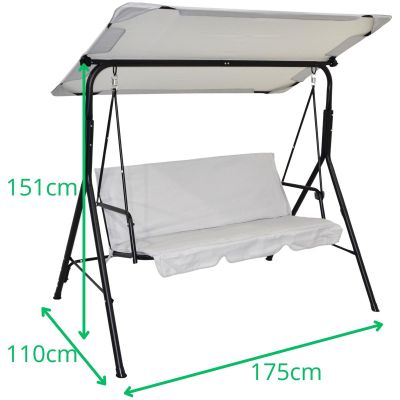 20. 3-SEATER GREY GARDEN AND BALCONY SWING