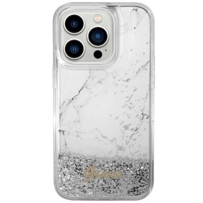 3. Guess GUHCP14LLCSGSGH iPhone 14 Pro 6.1" white/white hardcase Liquid Glitter Marble