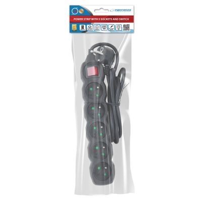 9. ESPERANZA POWER STRIP 5 OUTLETS SWITCH 1.5M BLACK ELK214K