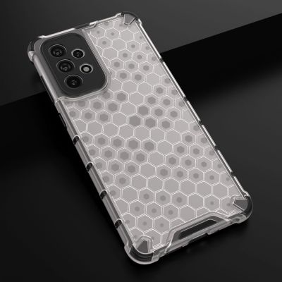 20. Honeycomb case armored cover with a gel frame for Samsung Galaxy A73 transparent