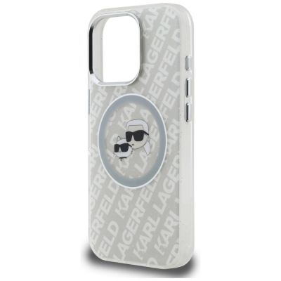 6. Karl Lagerfeld IML Glitter Karl & Choupette Heads Logo MagSafe Case for iPhone 16 Pro - Gray