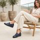 7. Women's leather wedge shoes, navy blue, Rieker L5356-14