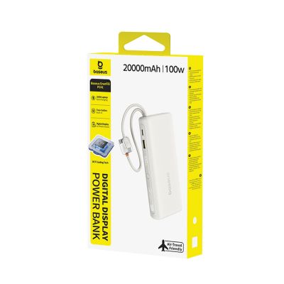 4. Baseus EnerFill FC41 20000mAh 100W Power Bank with Digital Display with Two Built-in USB-C Cables - Beige