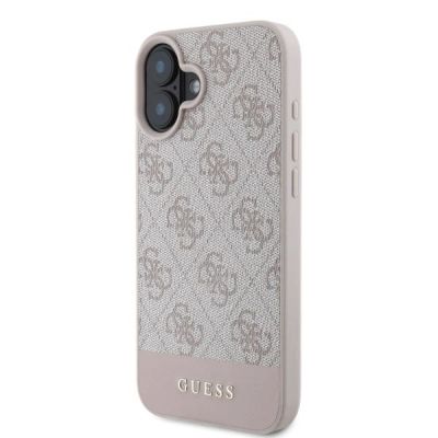 4. Guess 4G Bottom Stripe iPhone 16 Case - Pink
