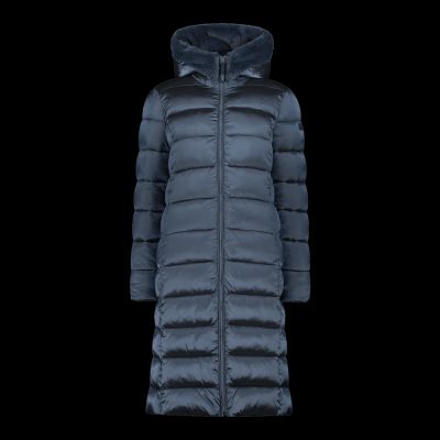 CMP women's winter jacket with hood, long insulated coat, navy blue (34K0046F/L635)