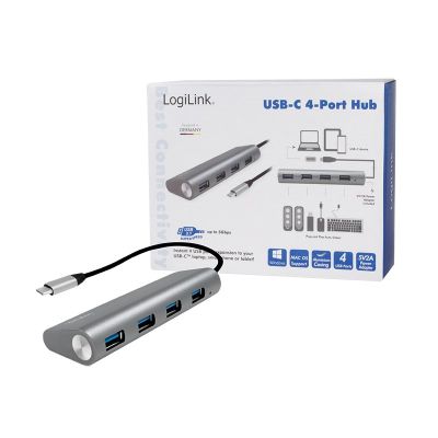 8. LogiLink UA0309 USB 3.2 Gen 1 (3.1 Gen 1) Type-C Hubs and Concentrators 5000 Mbit/s Gray