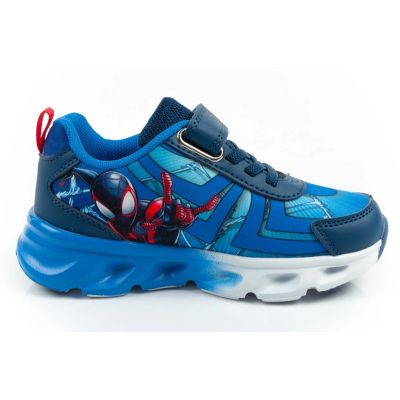 4. Leomil children's sports shoes Spiderman sneakers lightweight with velcro LED blue