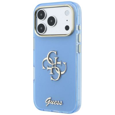 2. Guess IML 4G Script Metal Case for iPhone 17 Pro / 18 Pro - Light Blue