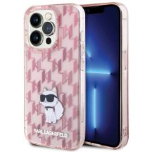 Karl Lagerfeld Monogram Choupette iPhone 15 Pro Case - Pink
