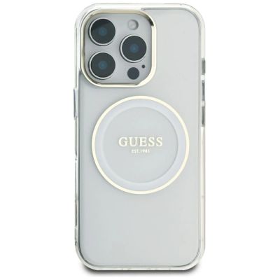 3. Guess IML Metal Colored Circle Classic Logo MagSafe case for iPhone 16 Pro Max - white