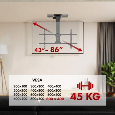 10. Maclean electric TV mount, ceiling mount, Tuya compatible, max. VESA 800x400, for TV 43-86", max. 45kg, MC-110 T