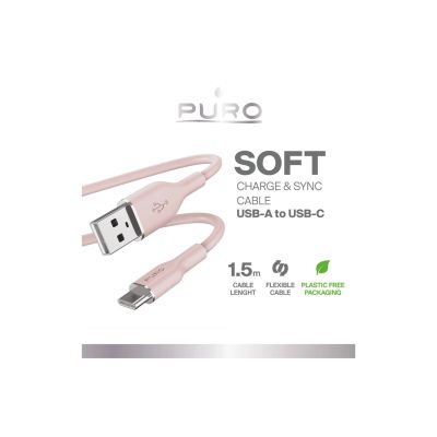 2. Puro Soft USB-A - USB-C Cable 1.5m - Pink