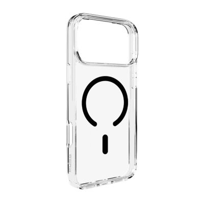 Puro Lite Mag TPU+PC Case Compatible with MagSafe for iPhone 17 Pro - Transparent with Black Ring