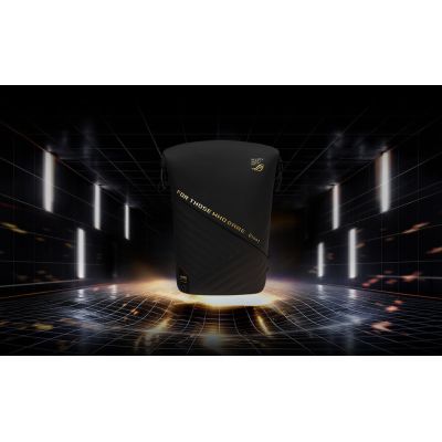 8. ASUS ROG SLASH Backpack Edition 20 Roll-Up Backpack Black Polyester, Waxed Leather (Pull Up)