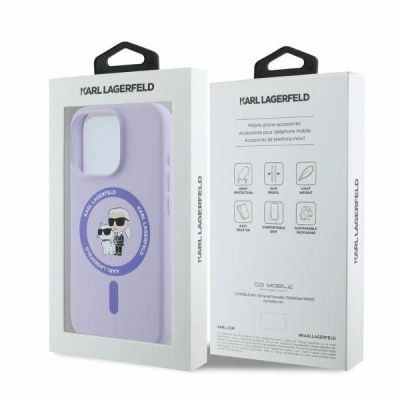 5. Karl Lagerfeld Silicone Karl&Choupette Heads Ring MagSafe Case for iPhone 16 Pro Max - Purple