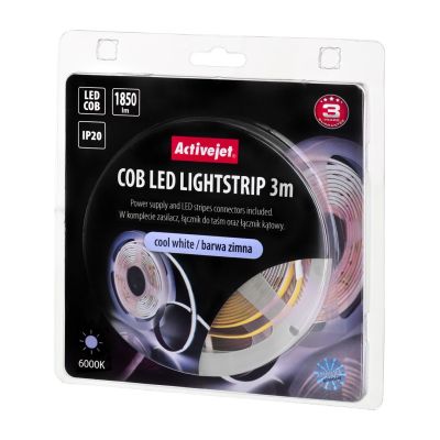 3. 3m COB LED strip with power supply, cold color IP20