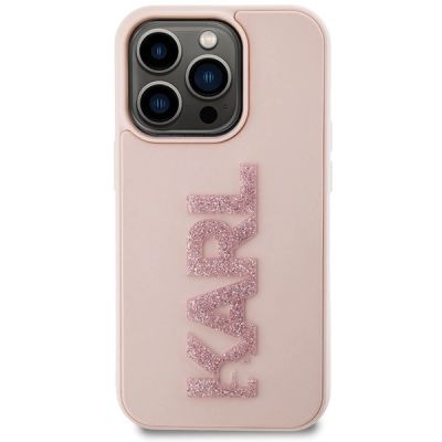 3. Karl Lagerfeld 3D Rubber Glitter Logo case for iPhone 15 Pro Max - pink