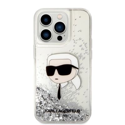 3. Karl Lagerfeld Glitter Karl's Head case for iPhone 14 Pro Max - silver