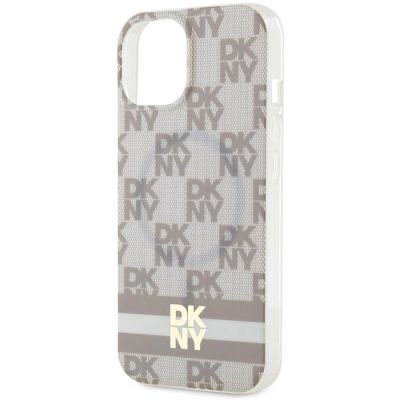 6. DKNY IML Checkered Mono Pattern & Printed Stripes MagSafe case for iPhone 15 / 14 / 13 - beige
