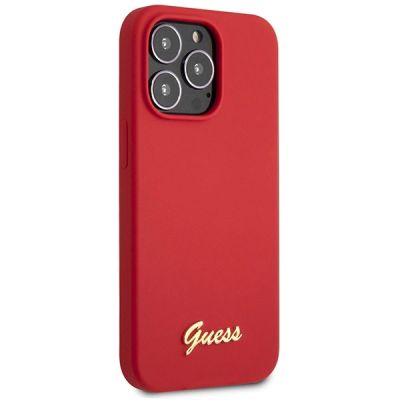 4. Guess GUHCP13XLSLMGRE iPhone 13 Pro Max 6.7" red/burgundy hard case Silicone Vintage Gold Logo