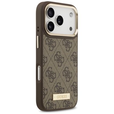 4. Guess 4G Logo Plate MagSafe case for iPhone 17 Pro - brown