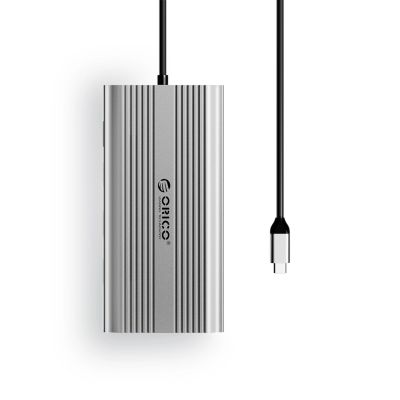 2. Orico XDR 12in1 USB-C Docking Station USB-A USB-C HDMI 4K VGA RJ45 Gigabit PD 100W SD and microSD Card Reader - Silver