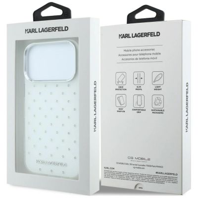 8. Karl Lagerfeld IML Rhinestones Allover and Electroplated Logo Case for iPhone 17 Pro Max / 18 Pro Max - White