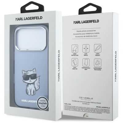 8. Karl Lagerfeld IML Choupette Body Sketch Print MagSafe Case for iPhone 17 Pro / 18 Pro - Light Blue