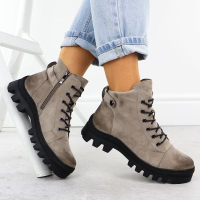 6. Khaki Women's Ankle Boots Potocki Z25-JE19317
