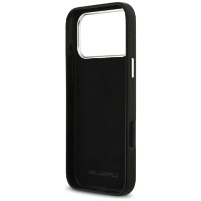 7. Karl Lagerfeld FW Grained Signature Logo Case for iPhone 17 Pro Max - Black