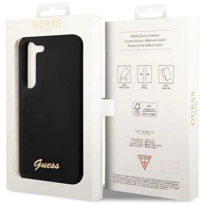 8. Guess GUHCS23SSLSMK S23 S911 black/black hardcase Silicone Vintage Gold Logo