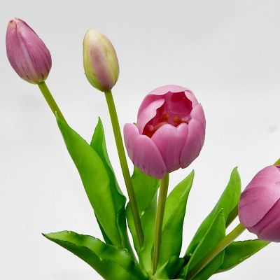 24. BOUQUET OF 5 PURPLE TULIPS 39 CM LIFE-LIKE SPRING DECORATION