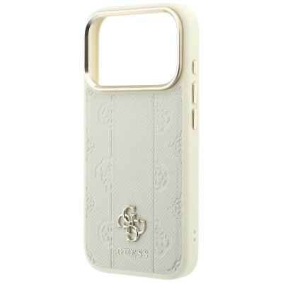 14. Guess Stripe Peony 4G Logo MagSafe Case for iPhone 18 Pro Max / 17 Pro Max - Beige