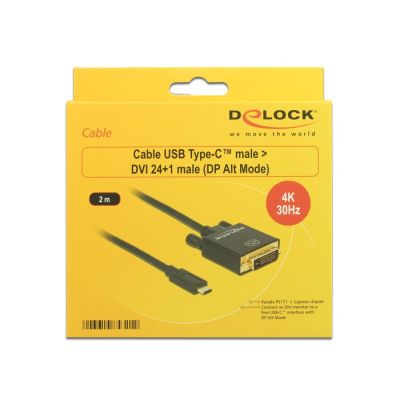3. DeLOCK 2m, USB-C/DVI 24+1 external usb graphics card 3840 x 2160 px Black