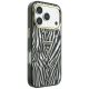 4. Guess IML Zebra Glitter Triangle Logo MagSafe Case for iPhone 17 Pro Max / 18 Pro Max - Silver