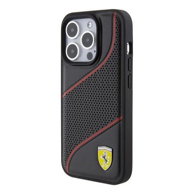 2. Ferrari Perforated Waves Metal Logo case for iPhone 15 Pro - black