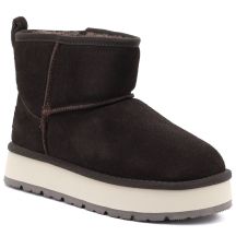 Women's leather ankle boots with platform, brown Big Star UU274693