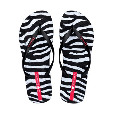 3. Ipanema Women's Animal Print Flip Flops Black and Gray 83846-BP655