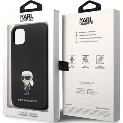 8. Karl Lagerfeld KLHCN61SMHKNPK case for iPhone 11 / Xr - black Silicone Ikonik Metal Pin