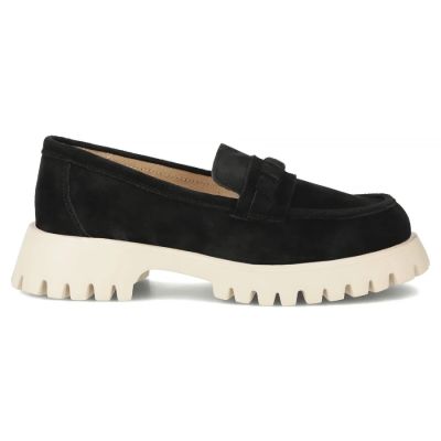 3. Women's leather suede loafers, black Filippo DP7554