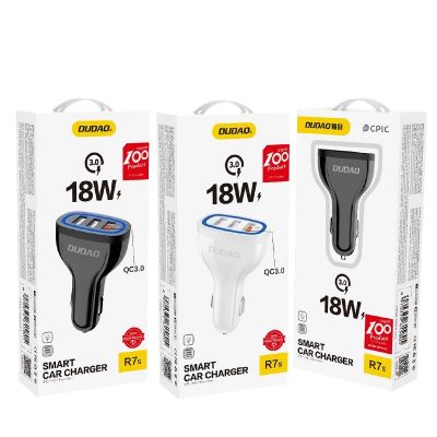 11. Dudao car charger quick charge Quick Charge 3.0 QC3.0 2.4A 18W 3x USB white (R7S white)