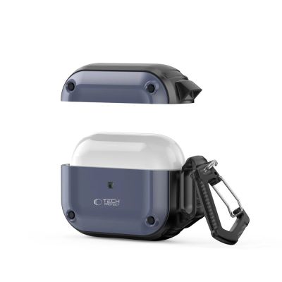 3. Tech-Protect Rough Hook Case with Carabiner for Apple AirPods Pro 1 / 2 - Blue